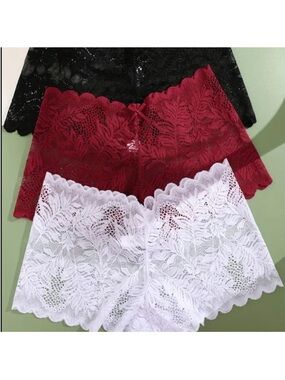 🆕 3/$10 Lace Boyshort Panties - White, Burgundy, Black